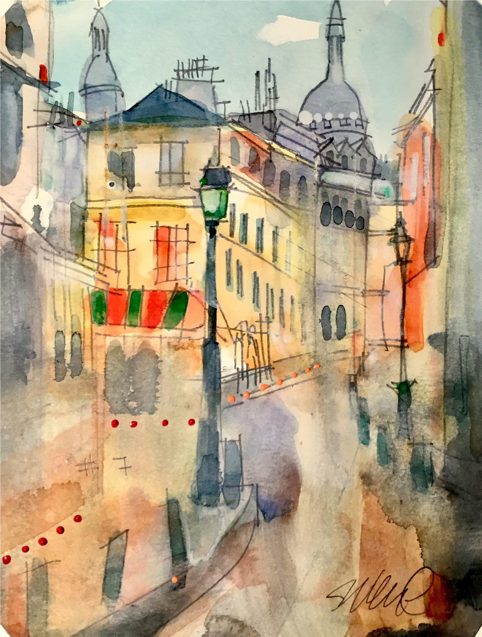 Original Watercolor Painting On Caslon Paper Cityscapes Painting Free Png