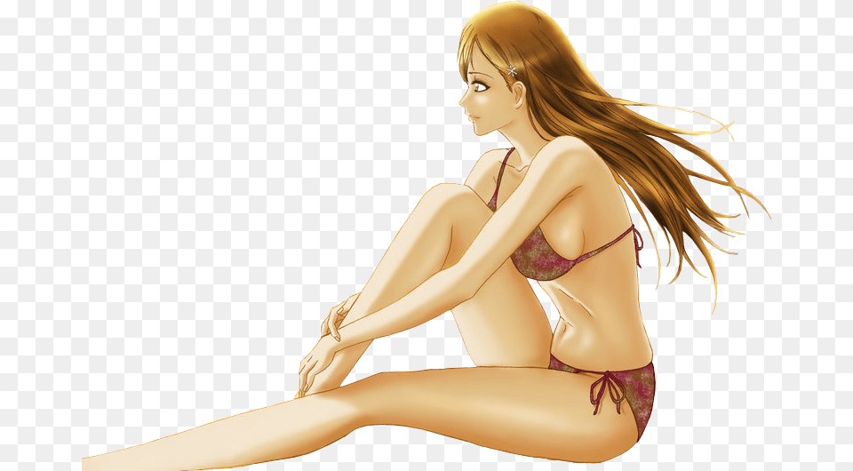 Orihime Inoue Sitting, Swimwear, Clothing, Adult, Underwear Free Png