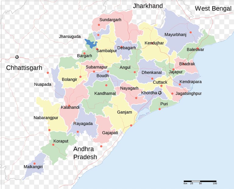 Orissa State Map Districts Of Odisha, Atlas, Chart, Diagram, Plot Free Png