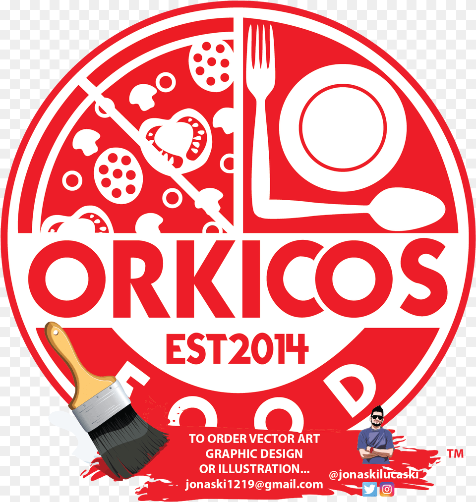 Orkicos Logo Circle, Advertisement, Poster, Person, Brush Free Png Download