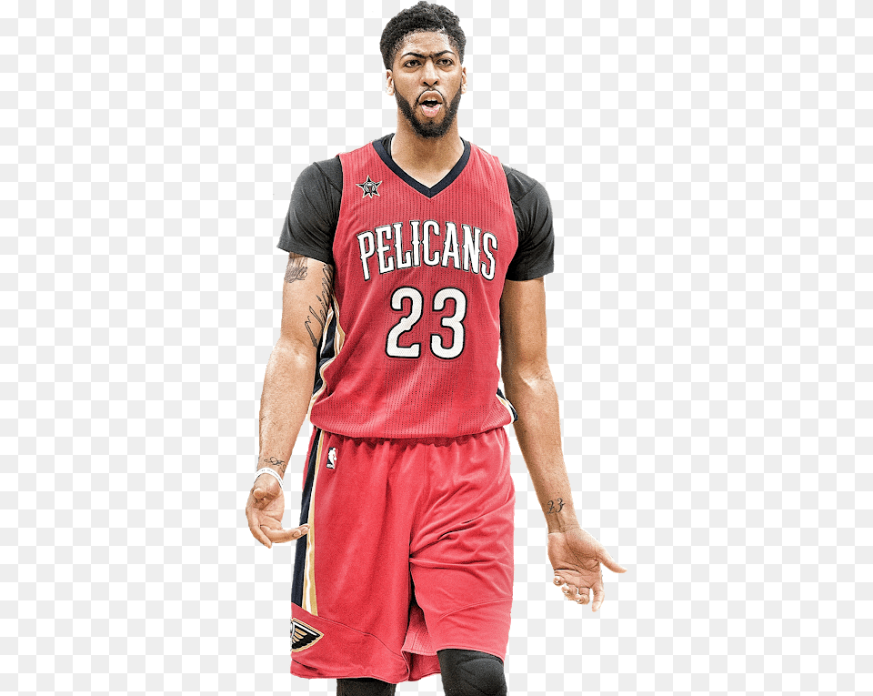 Orleans Pelicans Anthony Davis No23 Red Swingman, Shorts, Shirt, Clothing, Person Free Png Download
