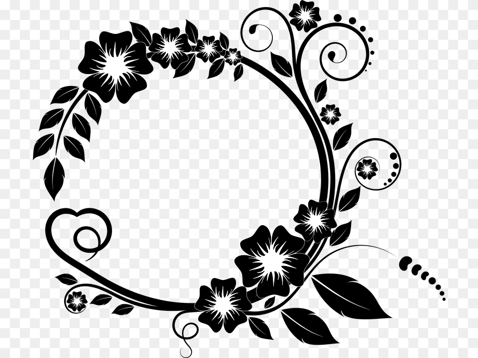 Ornament Bunga Black Floral Frame, Flare, Light, Art, Graphics Png