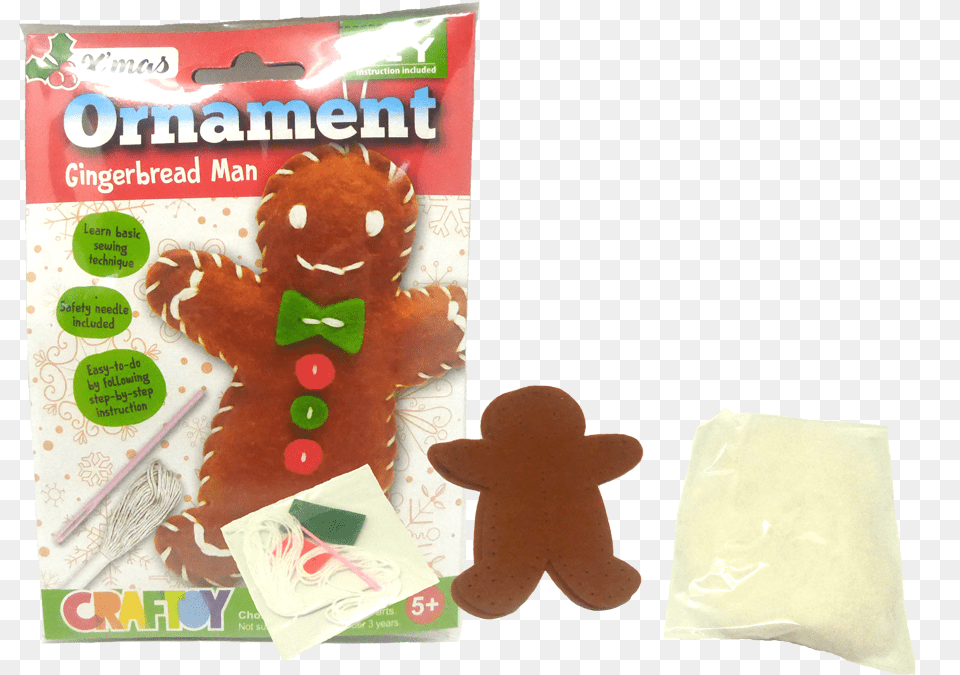 Ornament Craft Kit Gingerbread Man Gingerbread, Food, Sweets, Toy, Plush Free Transparent Png