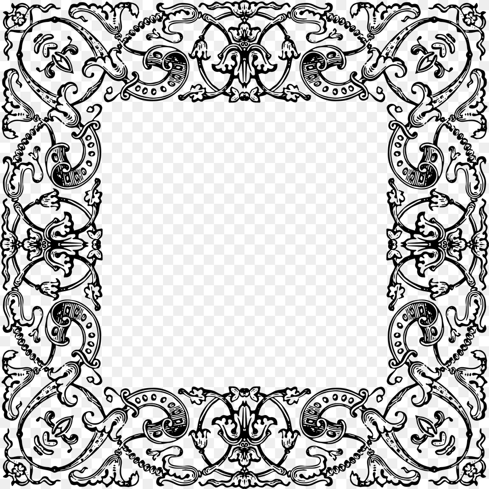 Ornament Square, Gray Png