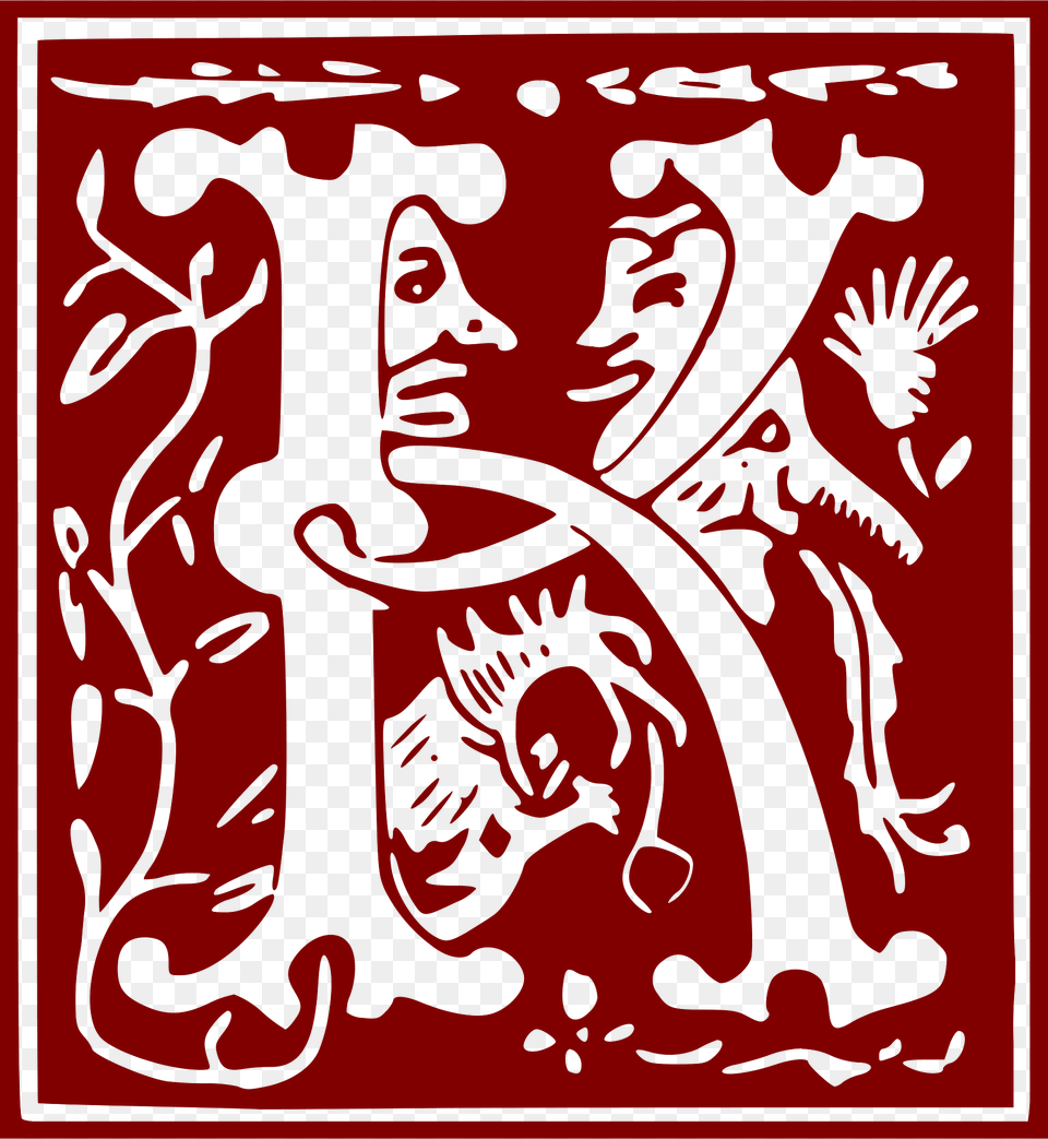 Ornamental Alphabet 16th Century Letter K Clipart, Home Decor, Rug, Art, Pattern Free Png