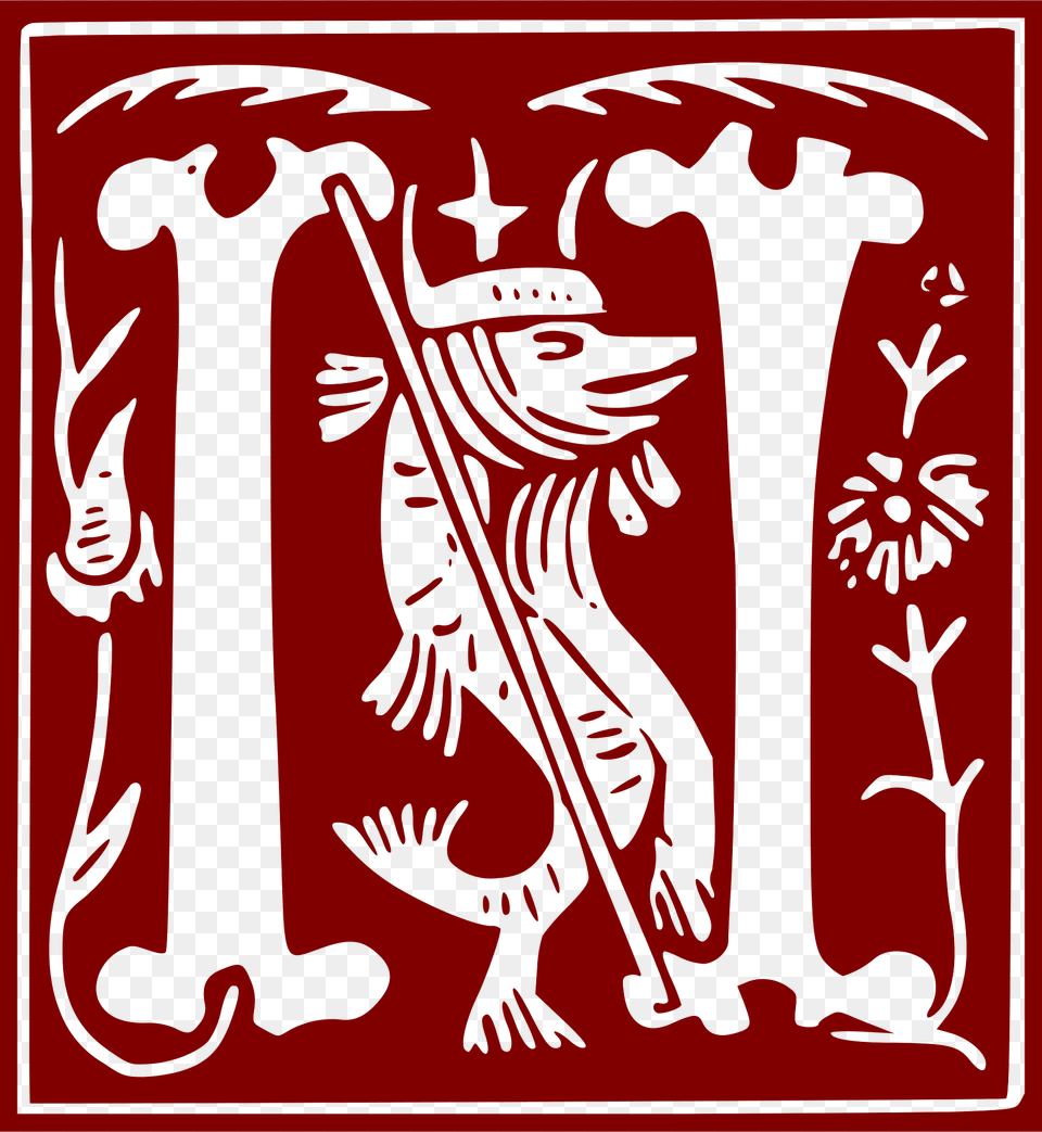 Ornamental Alphabet 16th Century Letter N Clipart, Emblem, Person, Symbol Free Png Download