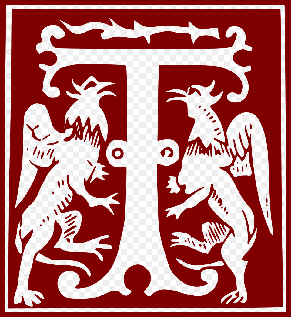 Ornamental Alphabet 16th Century Letter T Clipart, Person Png Image