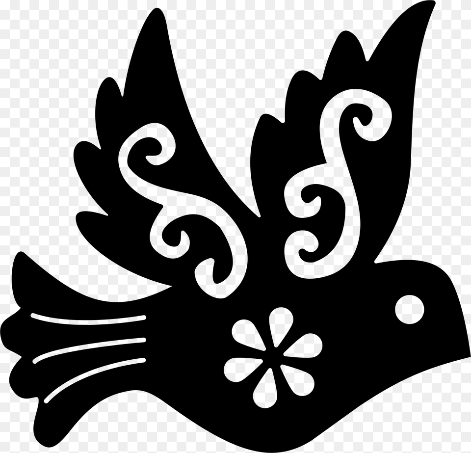 Ornamental Bird Silhouette Clip Arts Silhouette Bird Clipart Black And White, Gray Png Image