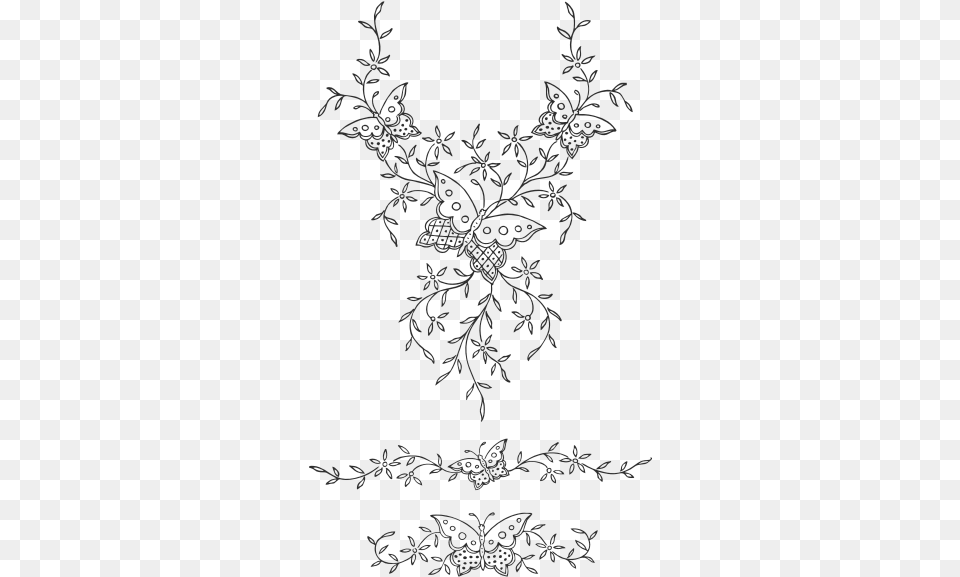 Ornamental Butterflies And Flowers Embroidery Butterfly Flower Pattern, Blackboard, Nature, Outdoors, Snow Png