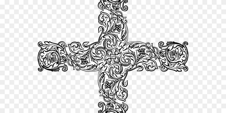 Ornamental Clipart Cross Clip Art, Gray Free Png