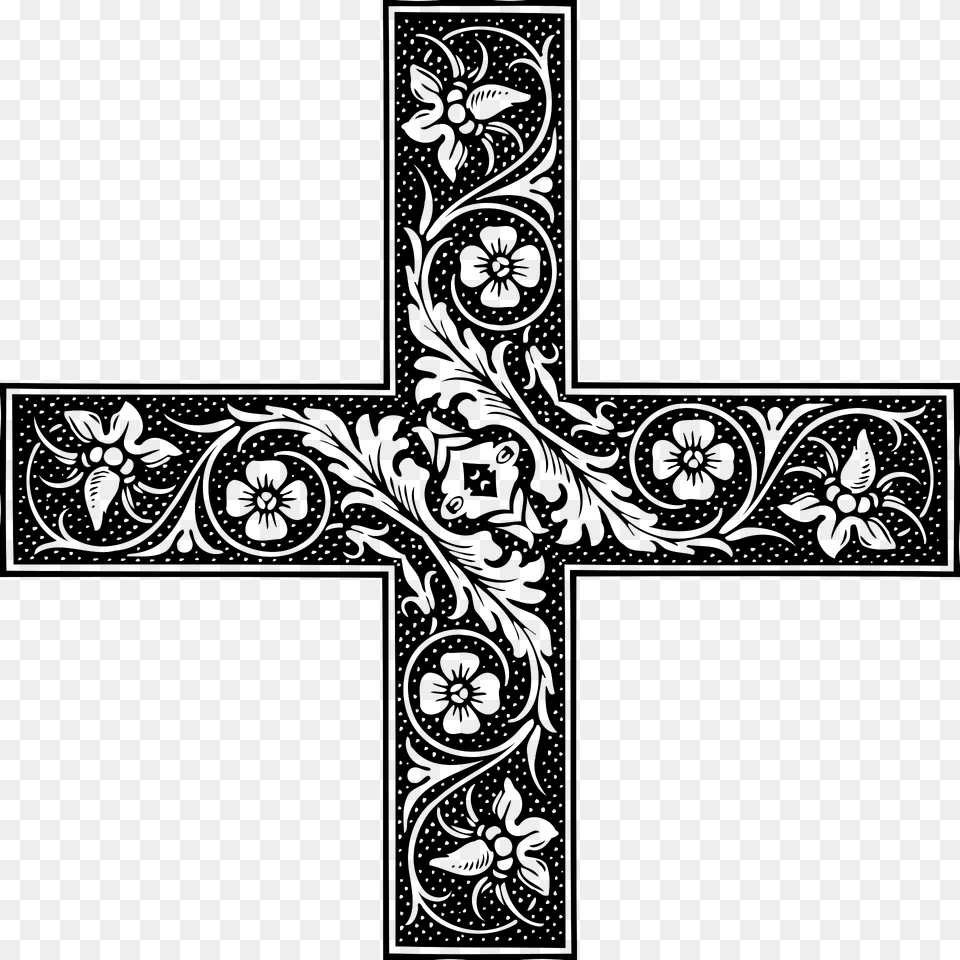 Ornamental Cross Clipart, Art, Floral Design, Graphics, Pattern Png Image