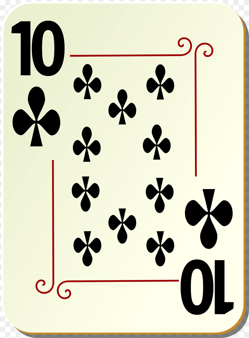 Ornamental Deck 10 Of Clubs Clipart, Symbol, Number, Text Free Png Download