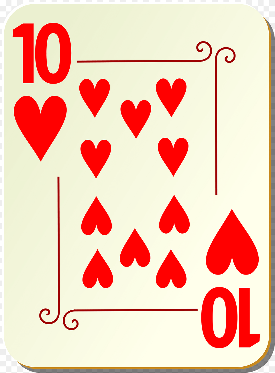 Ornamental Deck 10 Of Hearts Clipart, Text, Symbol Png
