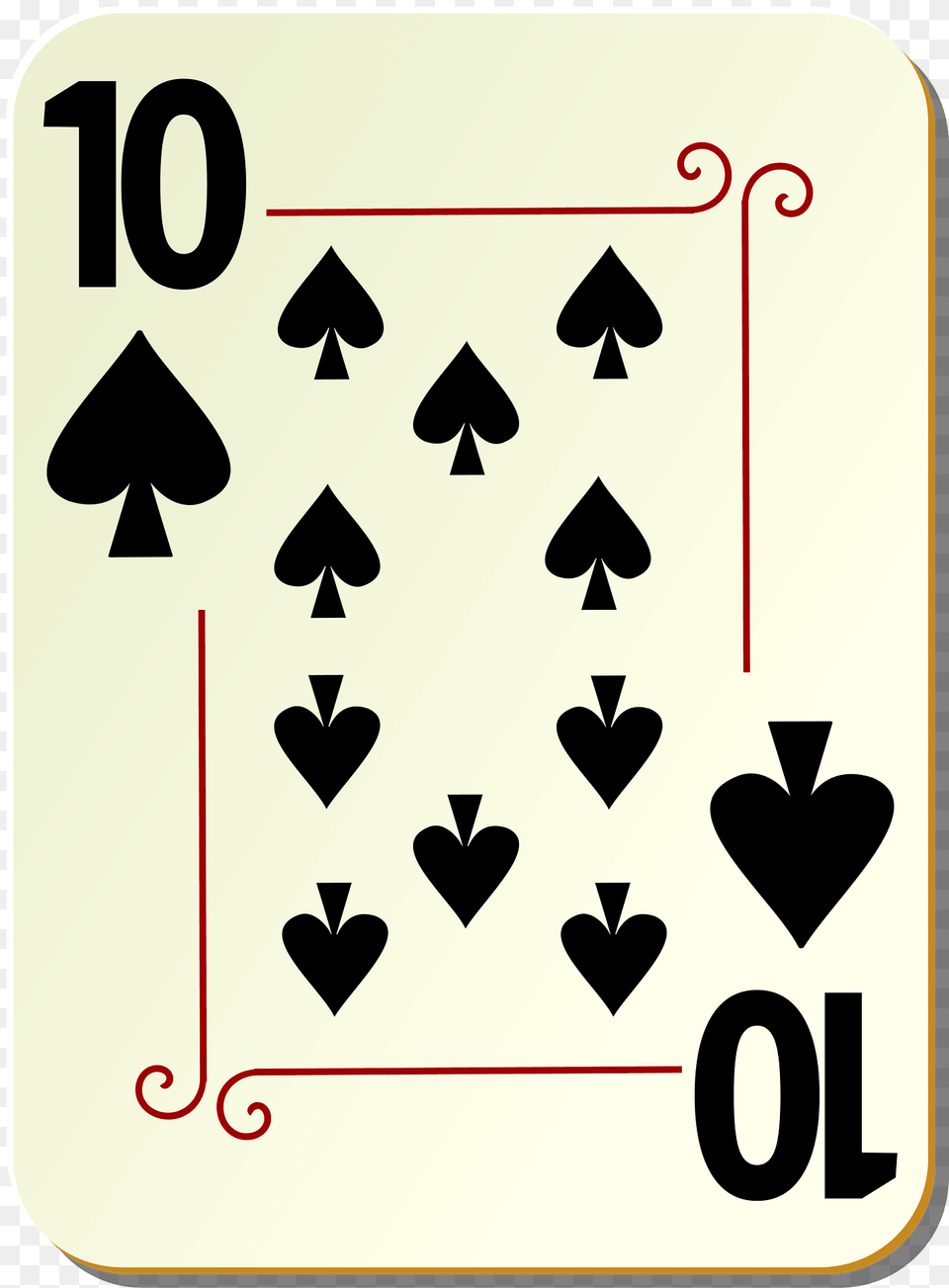 Ornamental Deck 10 Of Spades Clipart, Symbol, Text, Number Free Png Download