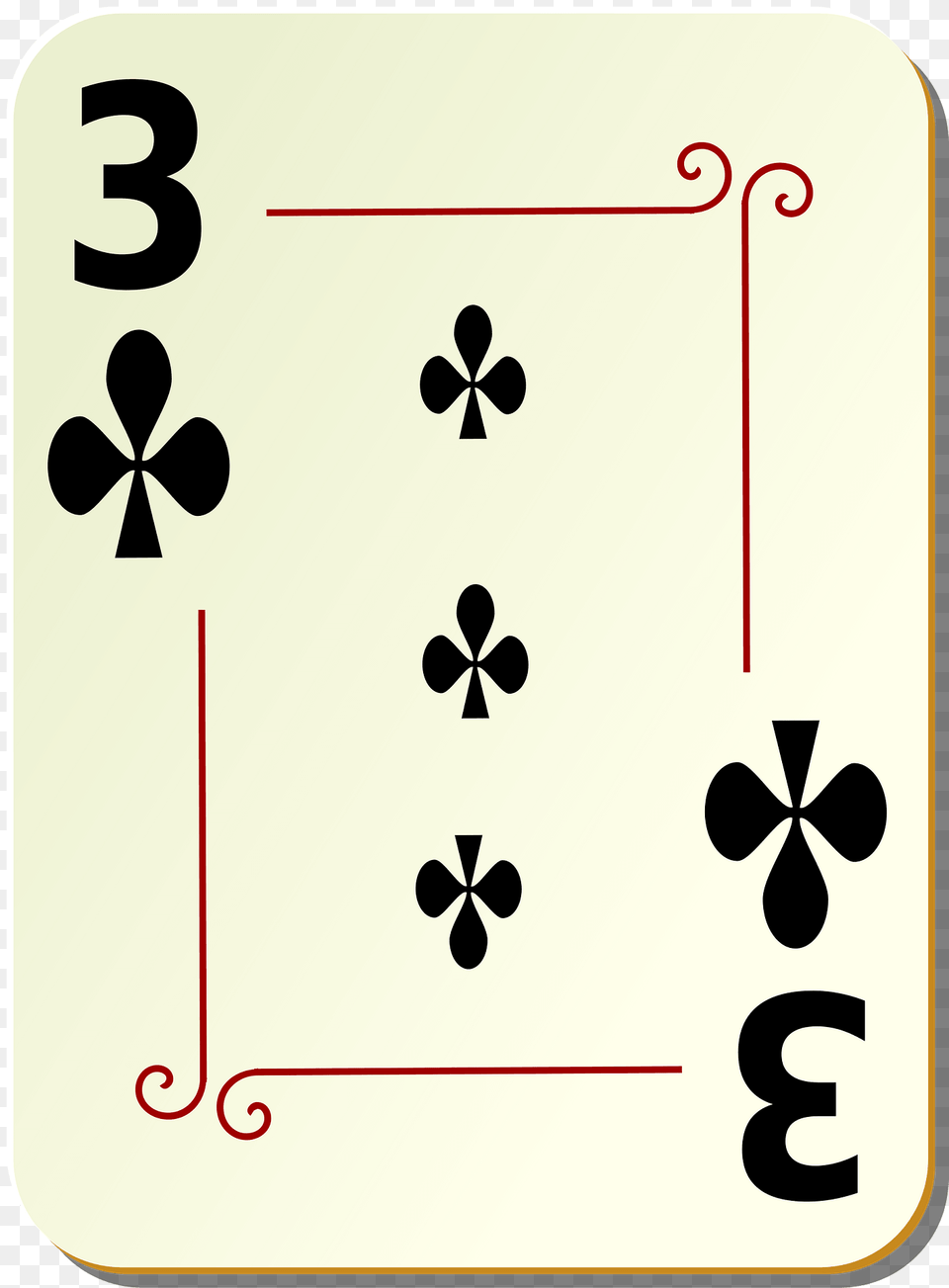 Ornamental Deck 3 Of Clubs Clipart, Symbol, Text, Number Png Image