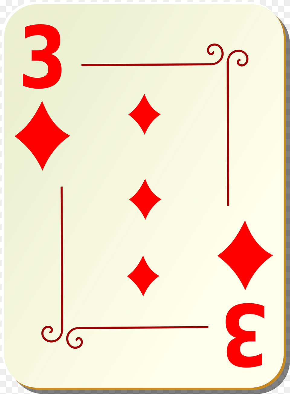 Ornamental Deck 3 Of Diamonds Clipart, Number, Symbol, Text Png Image