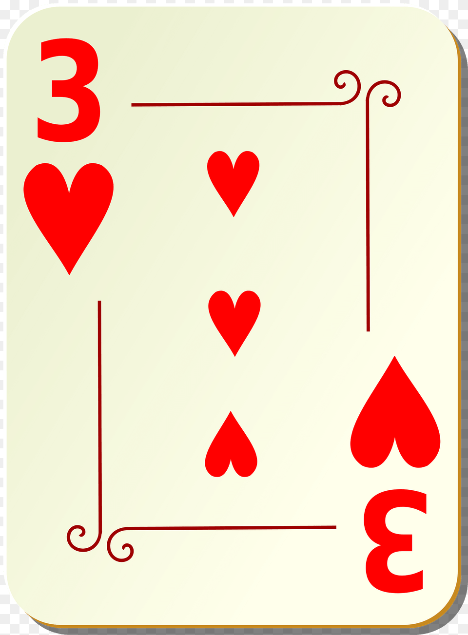 Ornamental Deck 3 Of Hearts Clipart, Symbol, Text Png