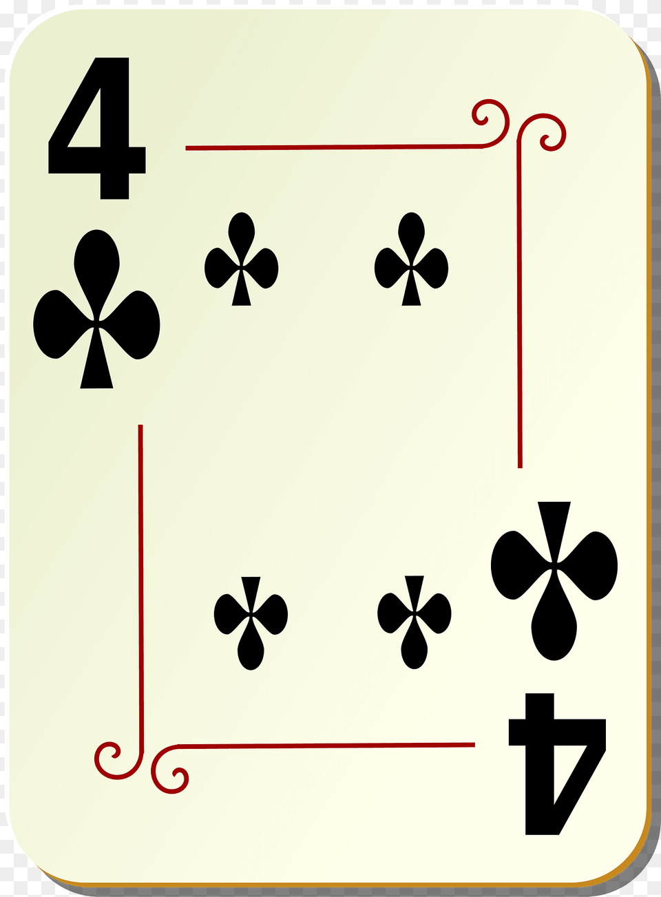Ornamental Deck 4 Of Clubs Clipart, Symbol, Number, Text Png Image
