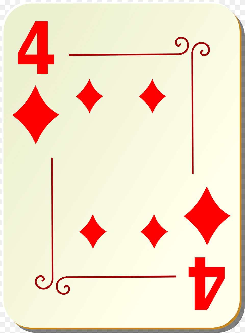 Ornamental Deck 4 Of Diamonds Clipart, First Aid, Symbol, Text, Number Free Png