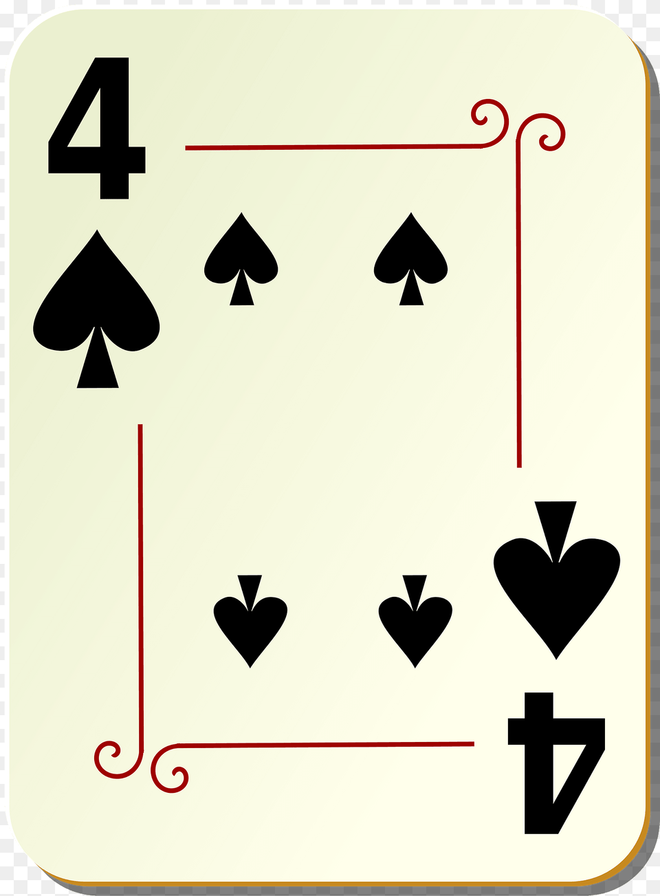 Ornamental Deck 4 Of Spades Clipart, Symbol, Text Png Image
