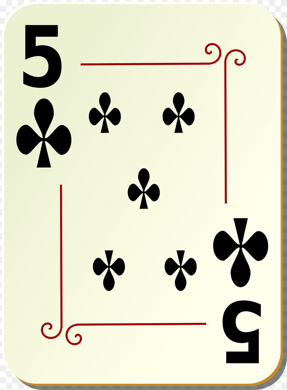 Ornamental Deck 5 Of Clubs Clipart, Symbol, Text, Number Free Png