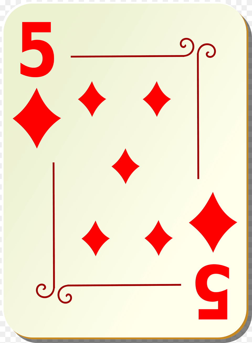 Ornamental Deck 5 Of Diamonds Clipart, Symbol, Number, Text Free Transparent Png