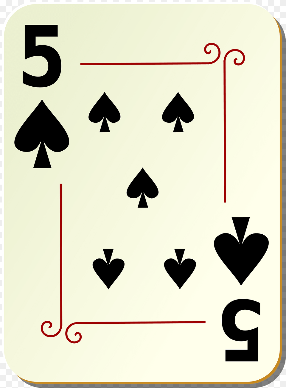 Ornamental Deck 5 Of Spades Clipart, Symbol, Text Png