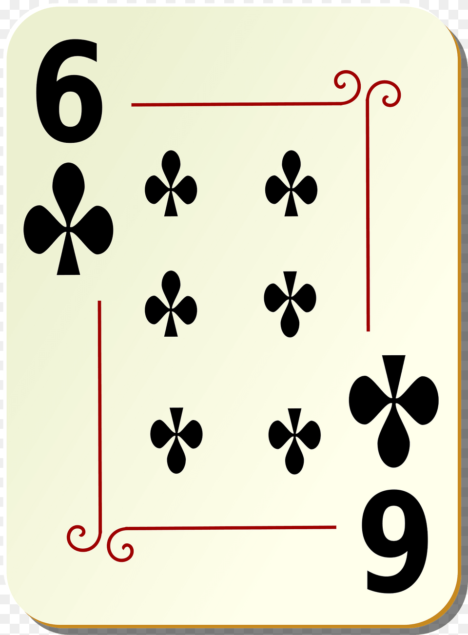 Ornamental Deck 6 Of Clubs Clipart, Text, Number, Symbol Png Image