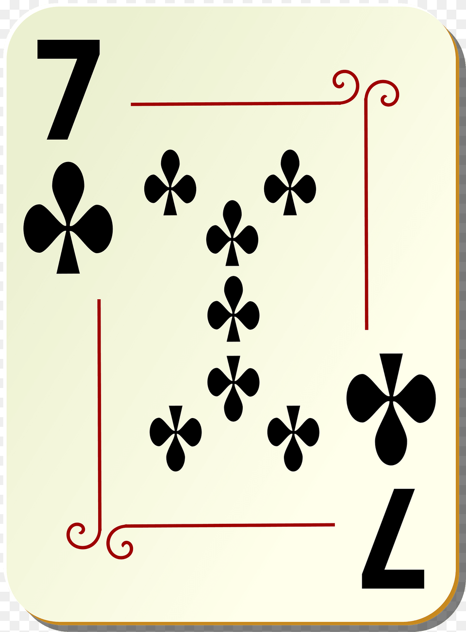 Ornamental Deck 7 Of Clubs Clipart, Symbol, Number, Text Png Image