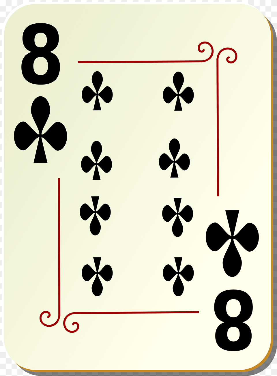 Ornamental Deck 8 Of Clubs Clipart, Symbol, Number, Text Png Image
