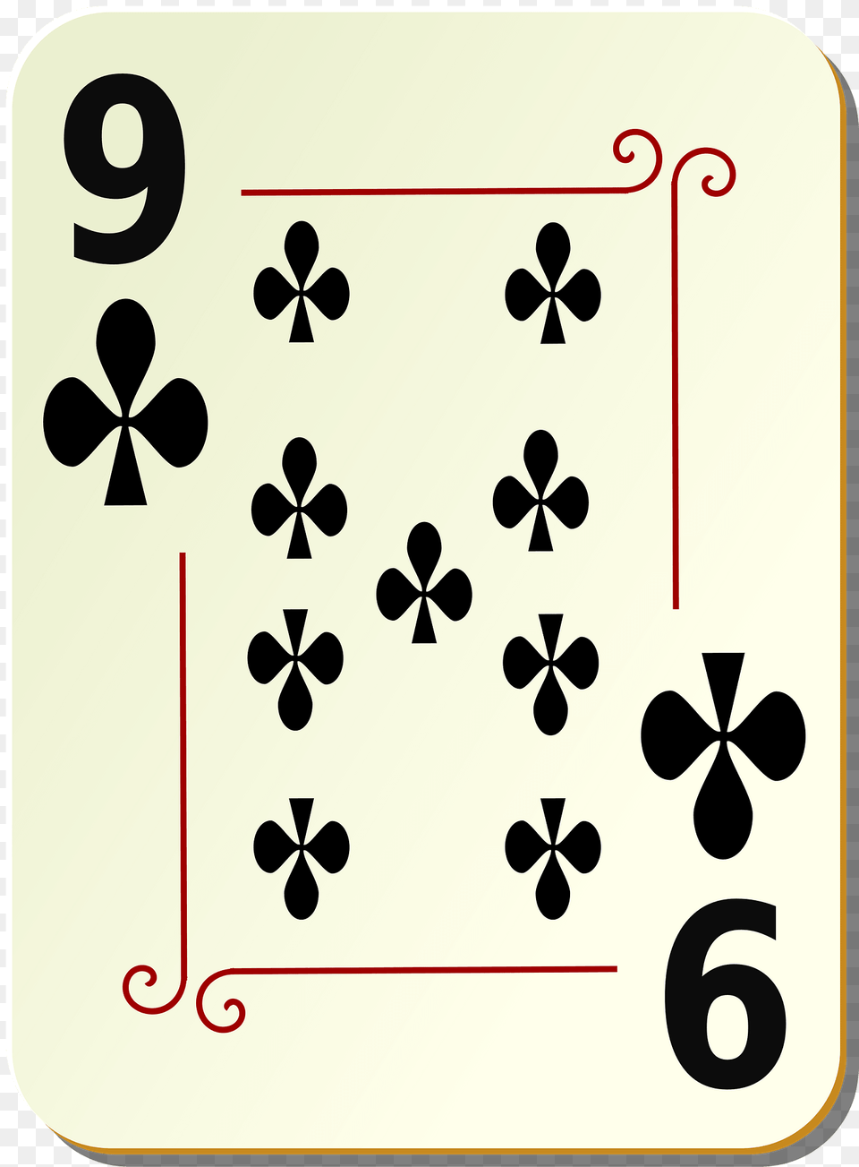 Ornamental Deck 9 Of Clubs Clipart, Symbol, Text, Number Free Transparent Png