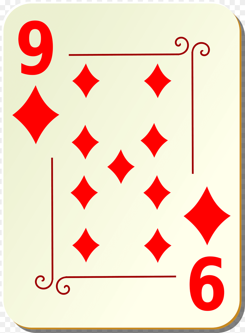 Ornamental Deck 9 Of Diamonds Clipart, Text, Symbol, Number Png Image