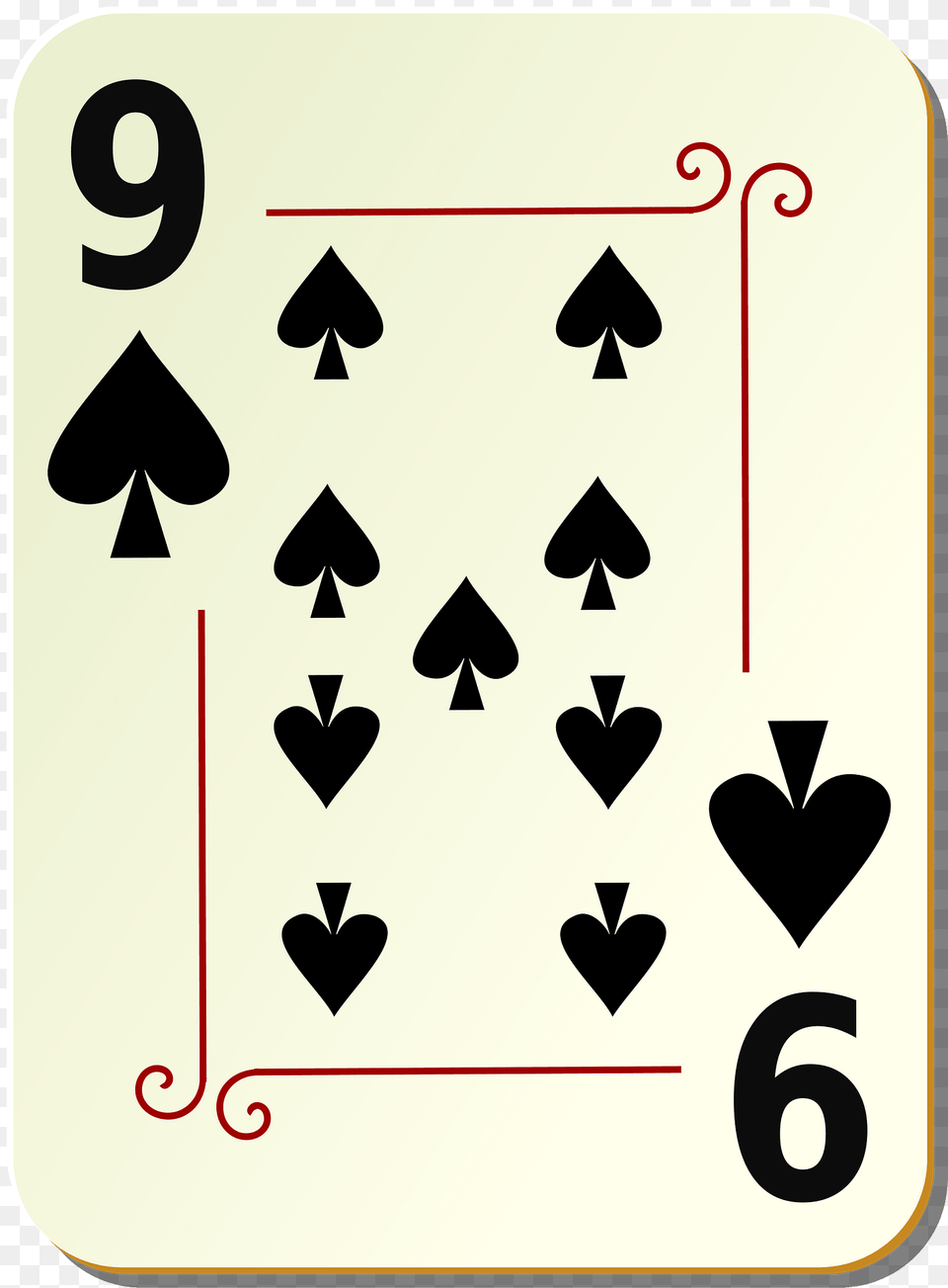 Ornamental Deck 9 Of Spades Clipart, Symbol, Text Free Png