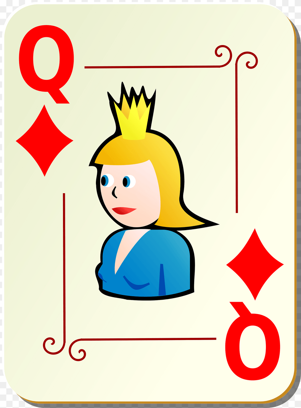 Ornamental Deck Queen Of Diamonds Clipart, Number, Symbol, Text, Face Free Png