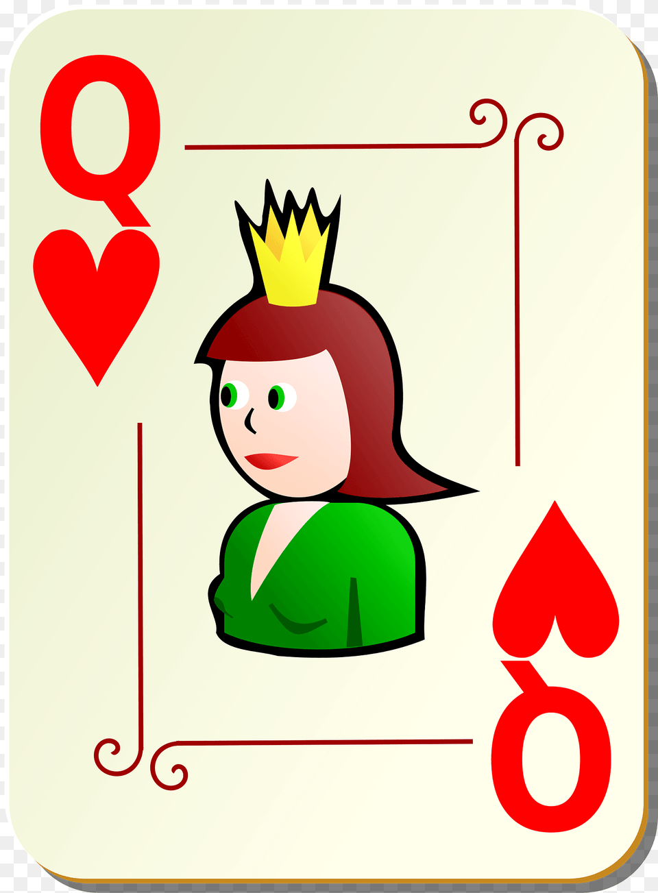 Ornamental Deck Queen Of Hearts Clipart, Text, Symbol, Number, Face Png Image