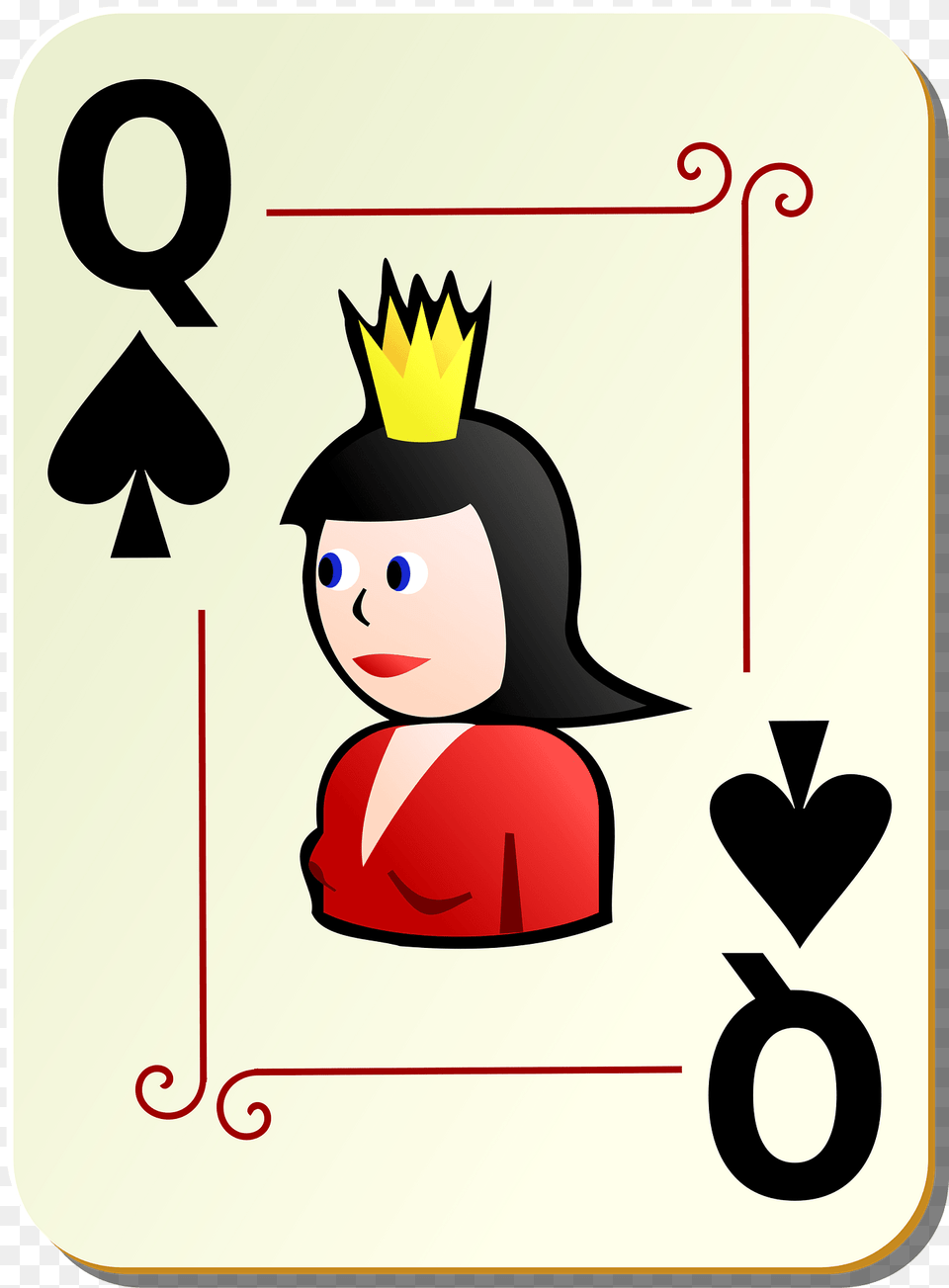 Ornamental Deck Queen Of Spades Clipart, Number, Symbol, Text, Face Free Png