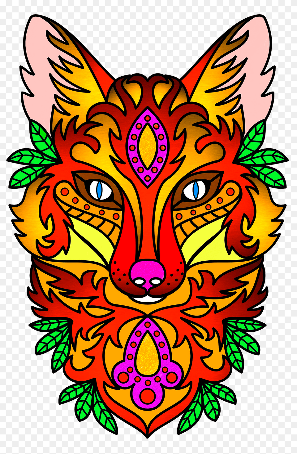 Ornamental Fox Face Clipart, Art, Floral Design, Graphics, Pattern Free Png Download