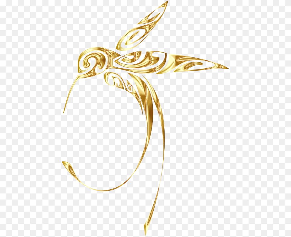 Ornamental Hummingbird Line Art Gold No Bg Gold Hummingbird Clipart, Accessories, Jewelry Png