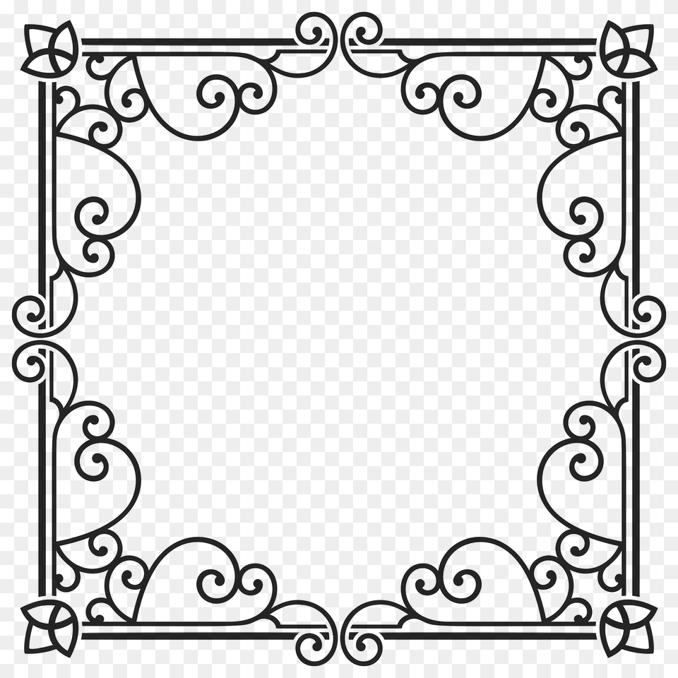 Ornamental Line Art Frame Clipart, Home Decor, Floral Design, Graphics, Pattern Png Image