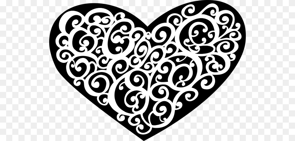 Ornamental Line Art In A Heart Shape Vector Love Hitam Putih, Pattern, Graphics, Stencil, Floral Design Free Transparent Png