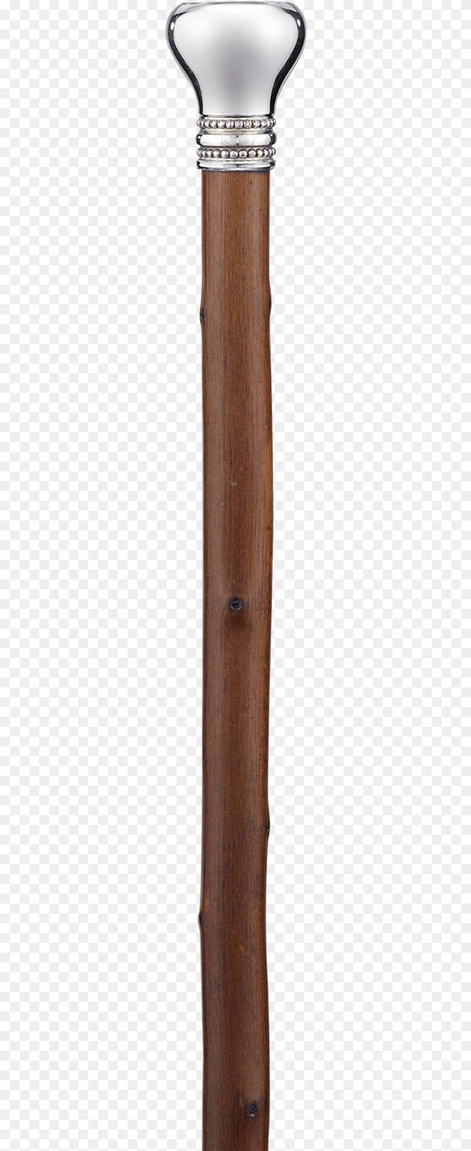 Ornamental Silverplate And Knotted Wood Walking Stick Wood, Cane Png Image