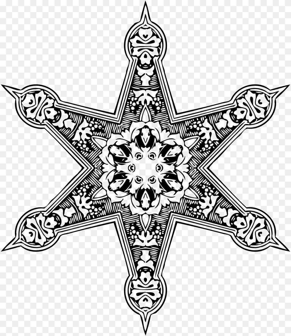 Ornamental Star Clipart, Symbol, Star Symbol, Cross, Pattern Free Png Download