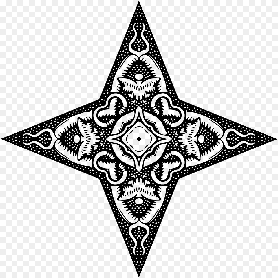 Ornamental Star Clipart, Symbol, Star Symbol, Pattern, Animal Png Image