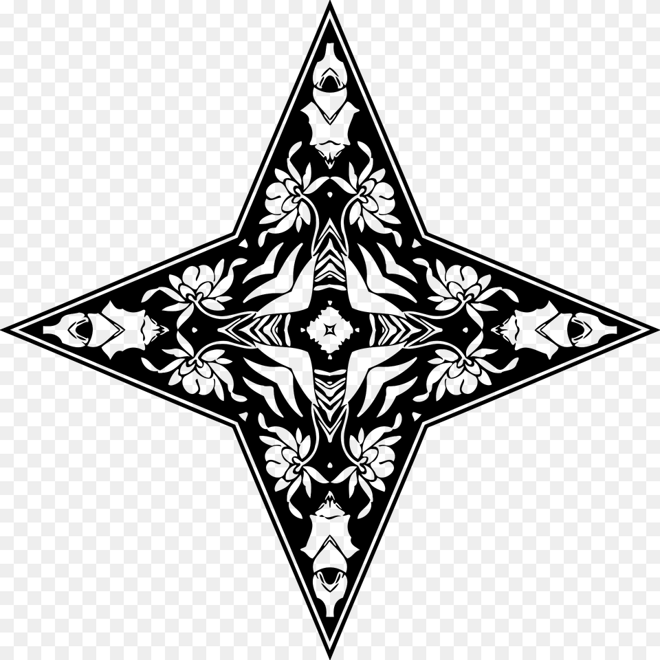 Ornamental Star Clipart, Symbol, Star Symbol, Cross, Face Png Image