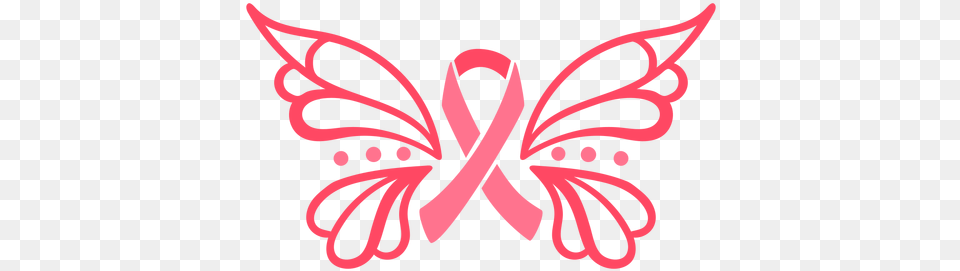 Ornamented Butterfly Breast Cancer Ribbon Breast Cancer Ribbon Butterfly, Emblem, Symbol Free Transparent Png