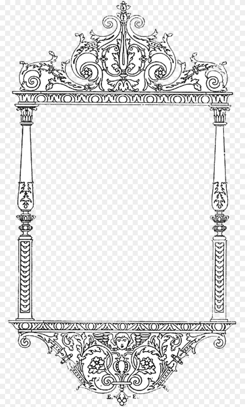 Ornate Border, Mirror, Face, Head, Person Free Png