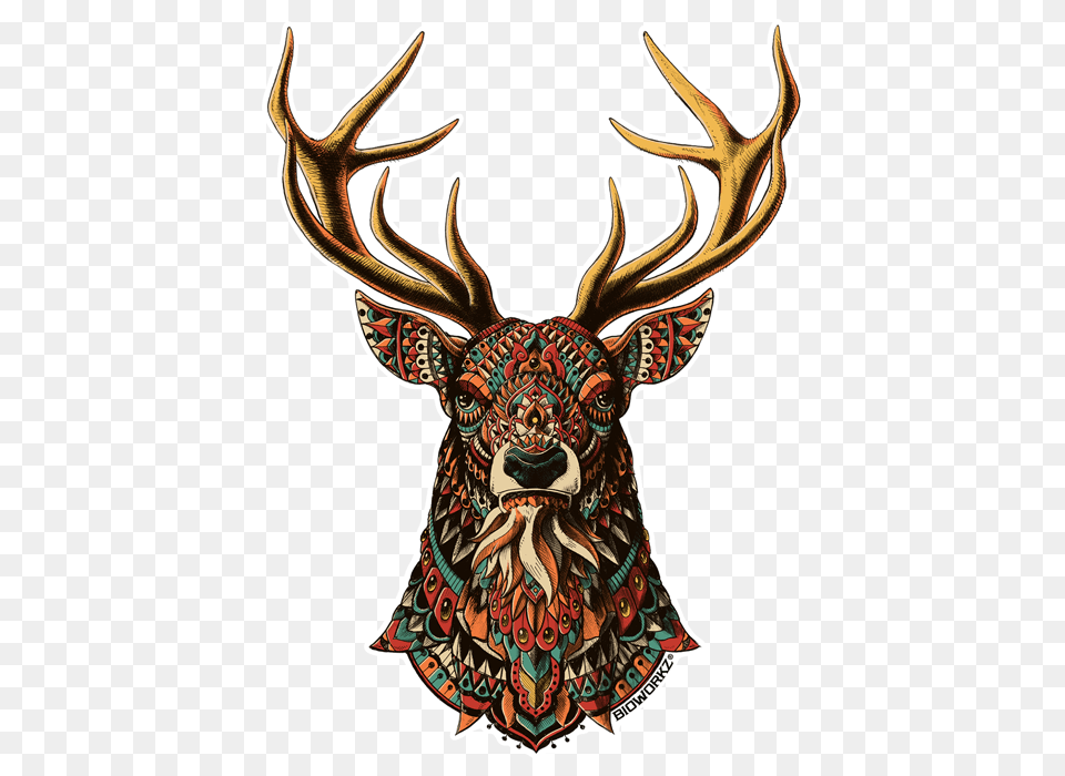 Ornate Buck Sticker Bioworkz, Animal, Deer, Mammal, Wildlife Png