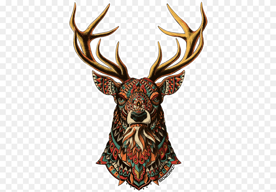 Ornate Buck With No Black And White Animal Illustration, Deer, Wildlife, Mammal, Antler Free Png Download