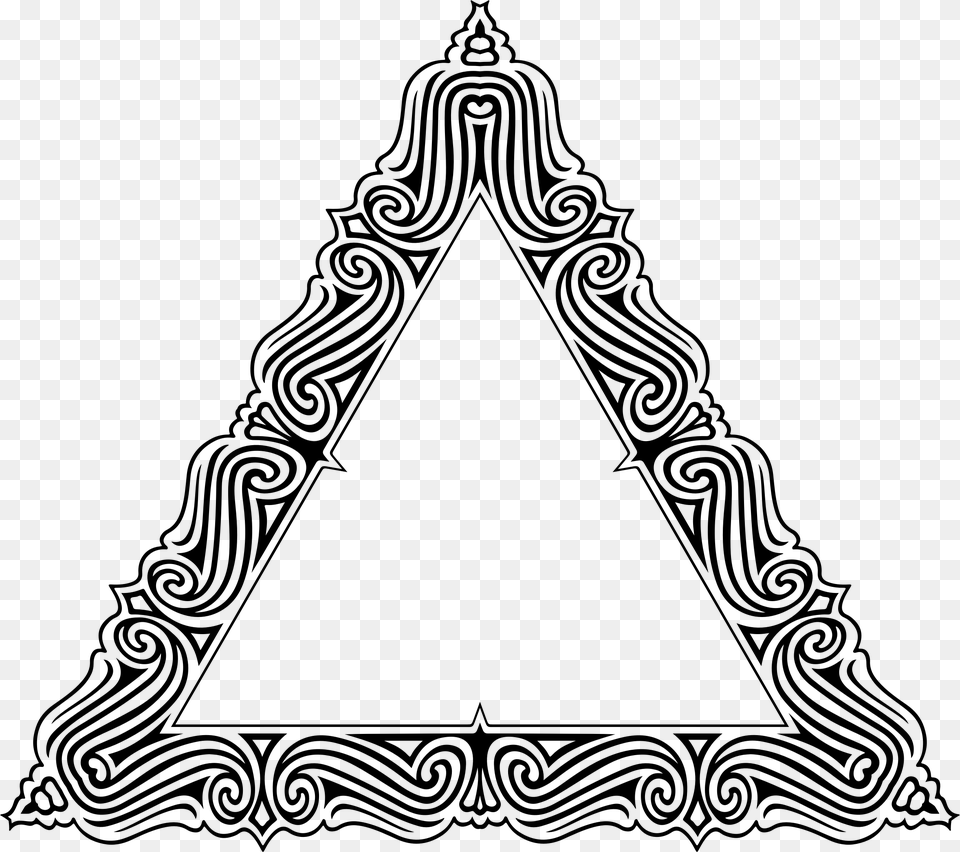 Ornate Clipart Ornate Triangle, Gray Free Png