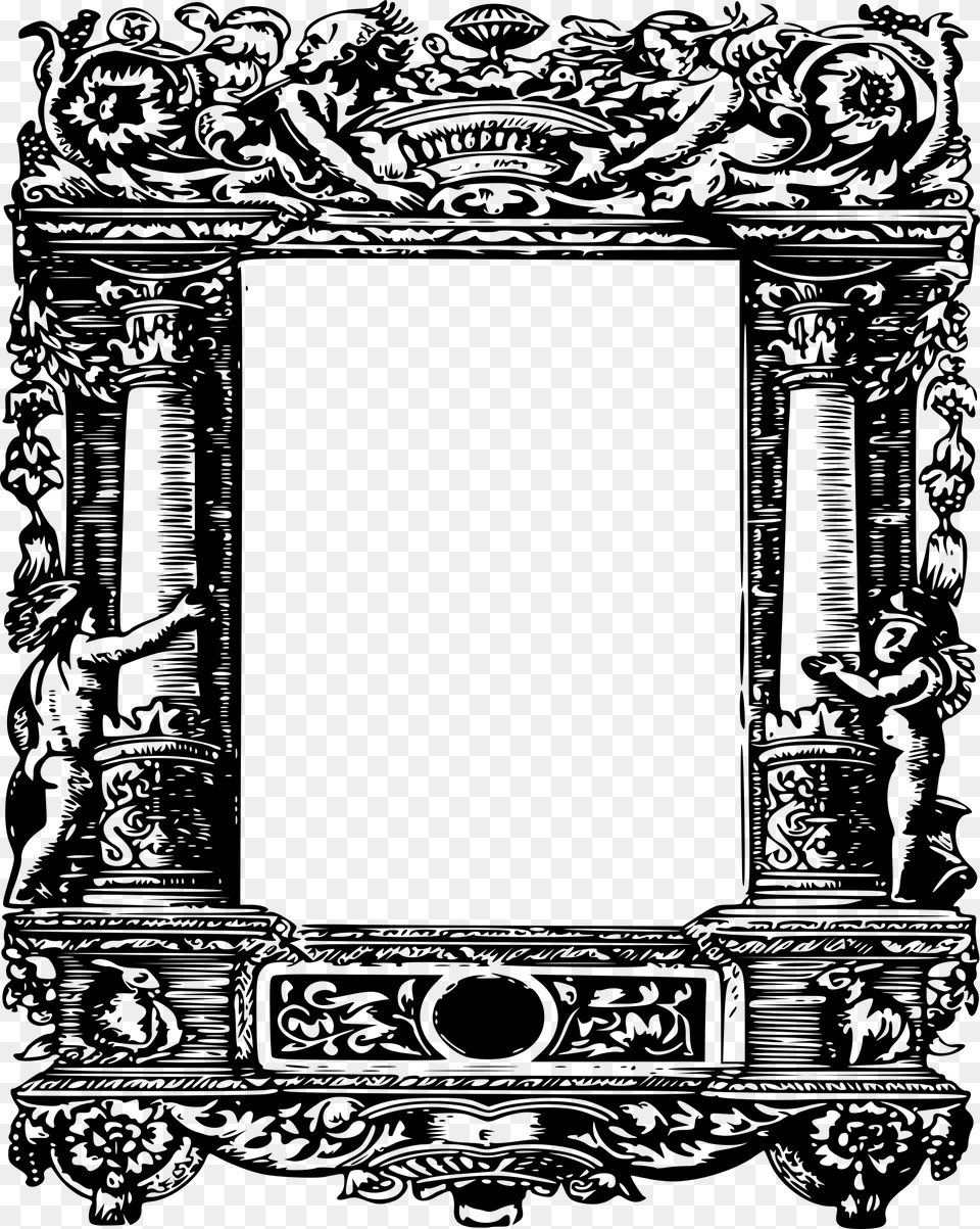 Ornate Curly Column Frame Clip Arts Historical Photo Frames, Gray Png
